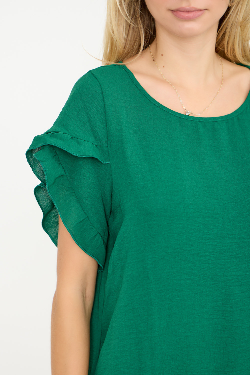 Ruffle Sleeve Round Neck Top