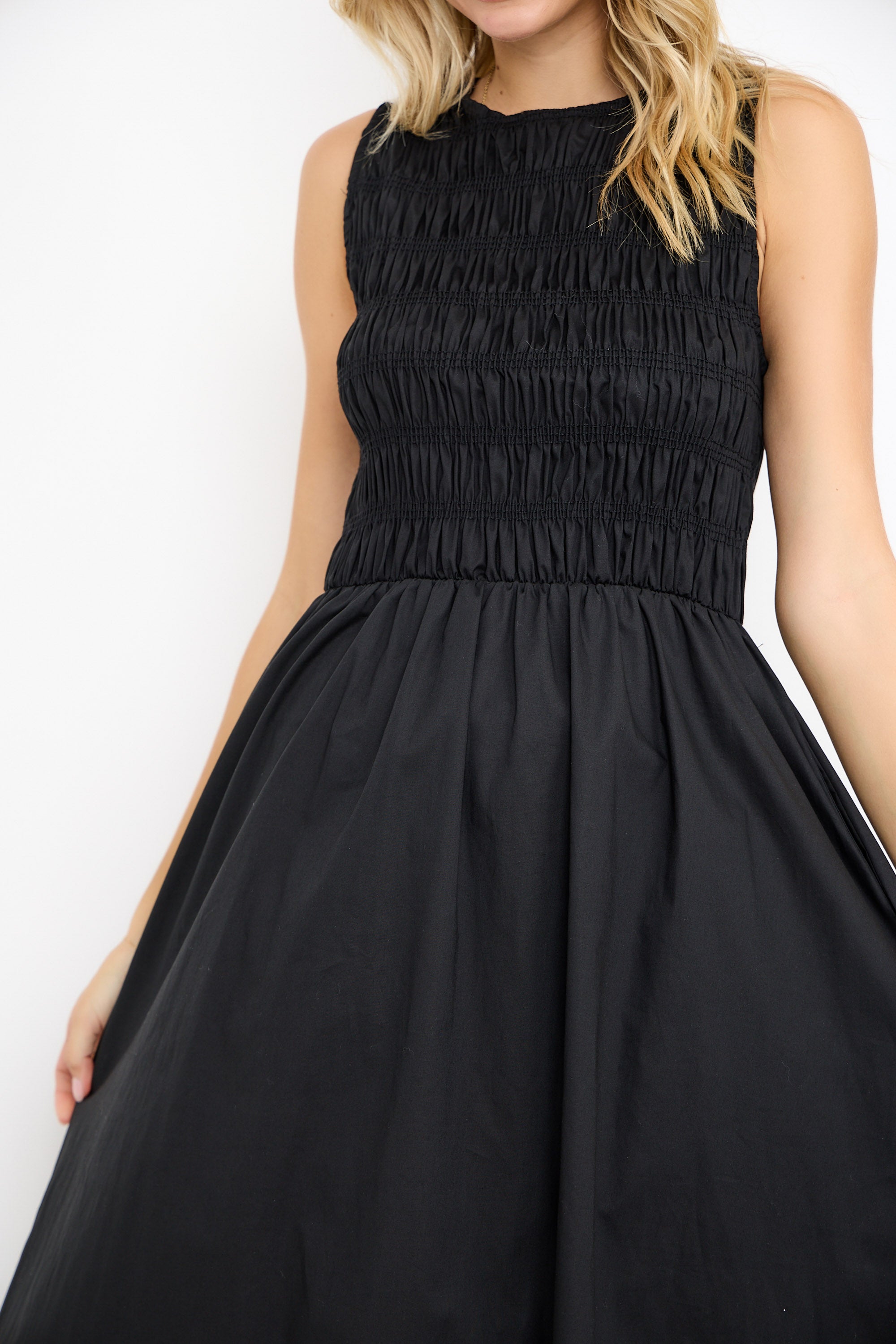 Sleeveless Smocked Midi Dress