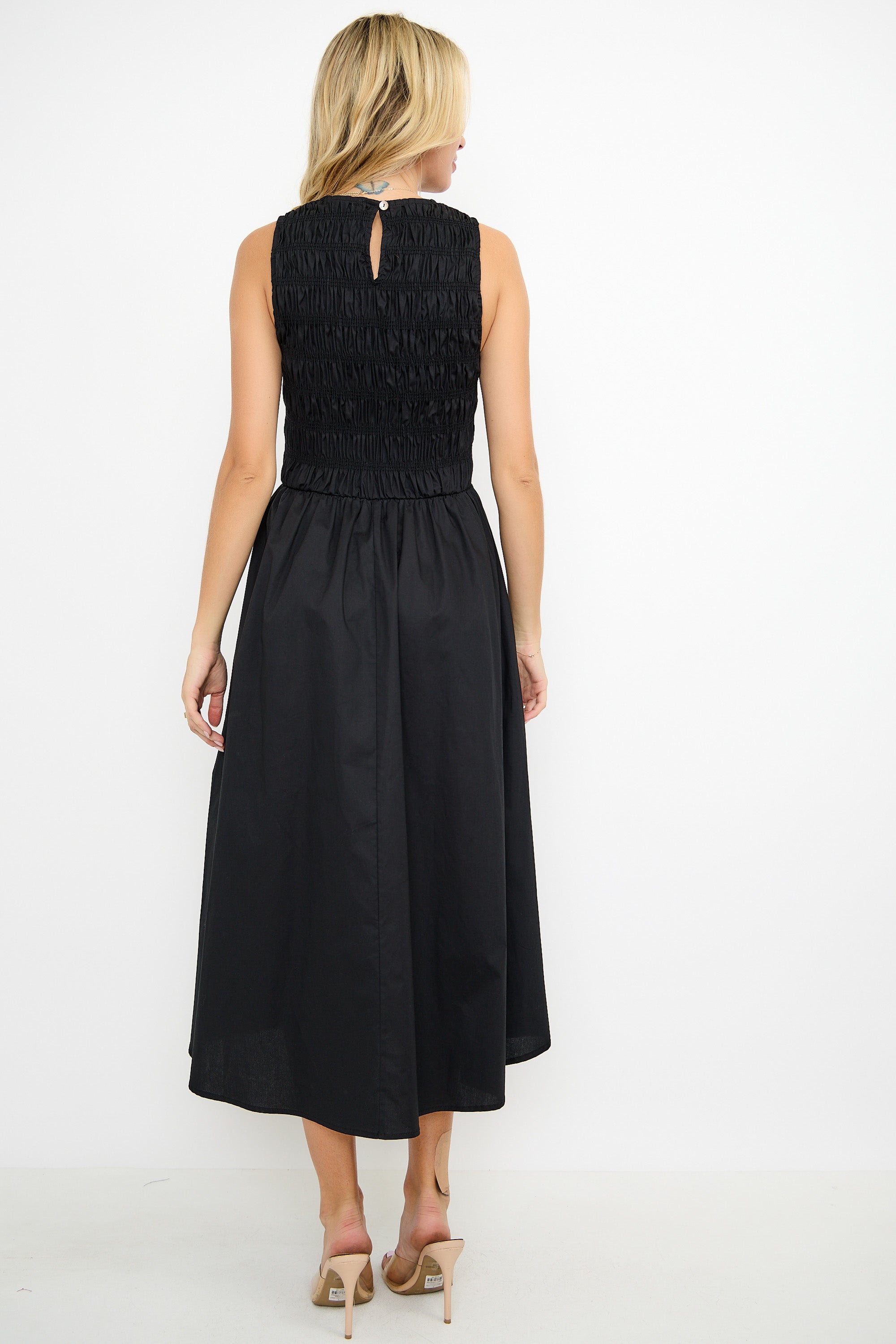 Sleeveless Smocked Midi Dress