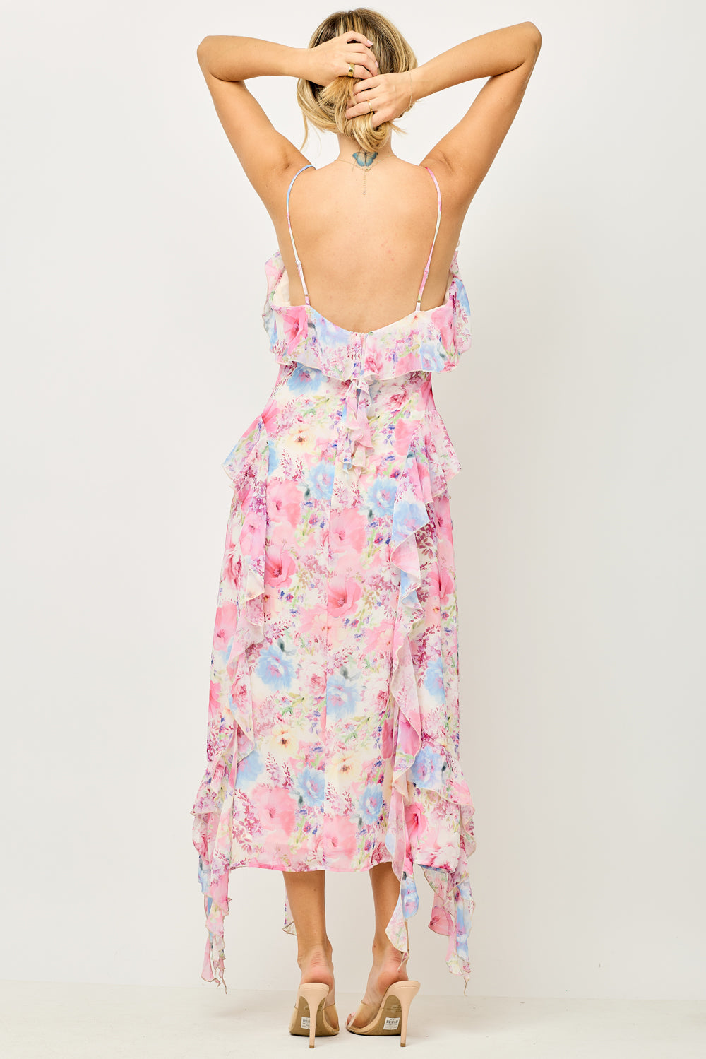 Ruffle Chiffon Midi Dress