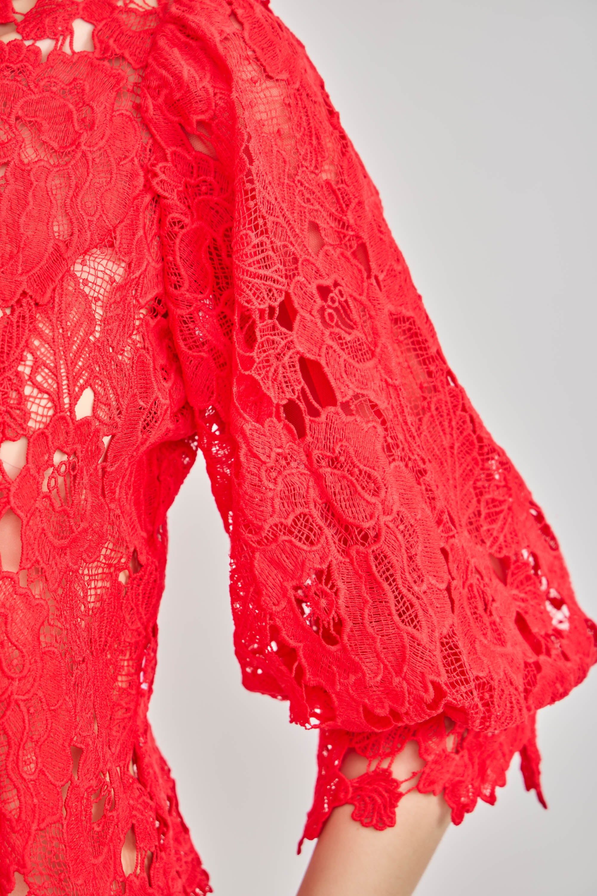 Guipure Lace Puff Sleeve Top