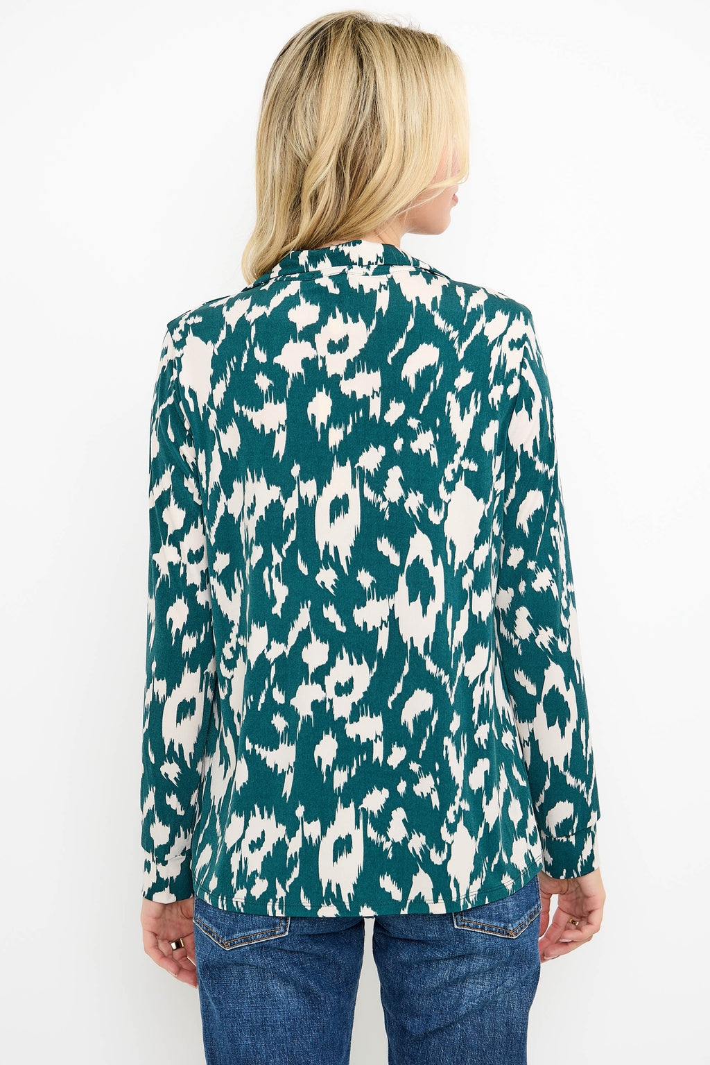 Collared Long Sleeve V-Neck Blouse