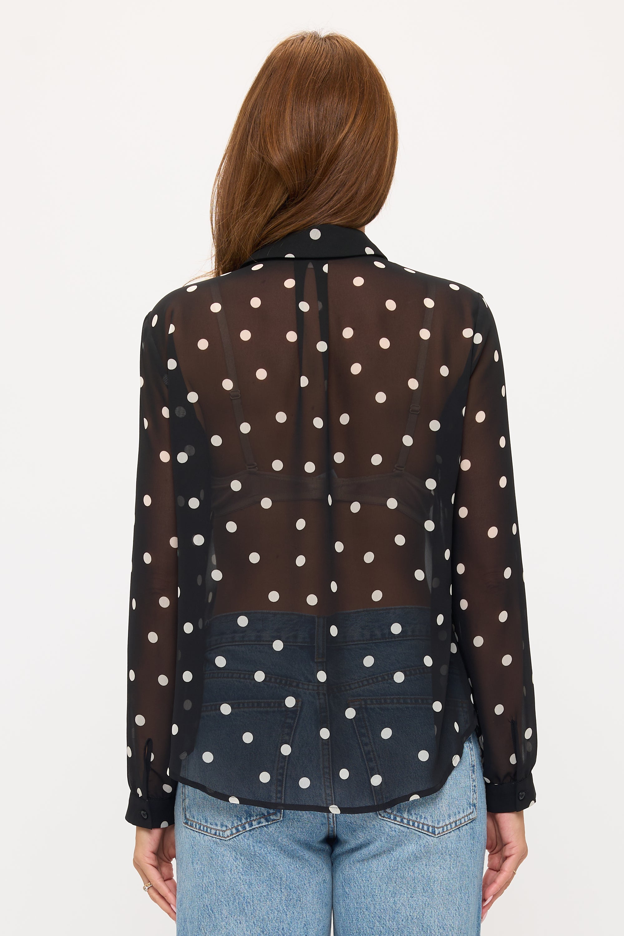Sheer Chiffon Button-Up Shirt